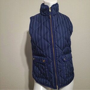J. Crew Navy Striped Quilted Vest Size XS